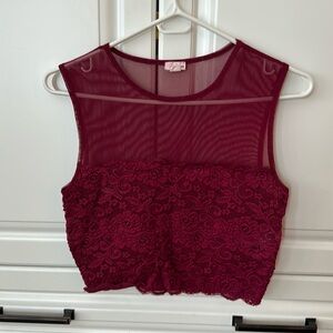 Garage Cropped‎ Lace and Mesh Top